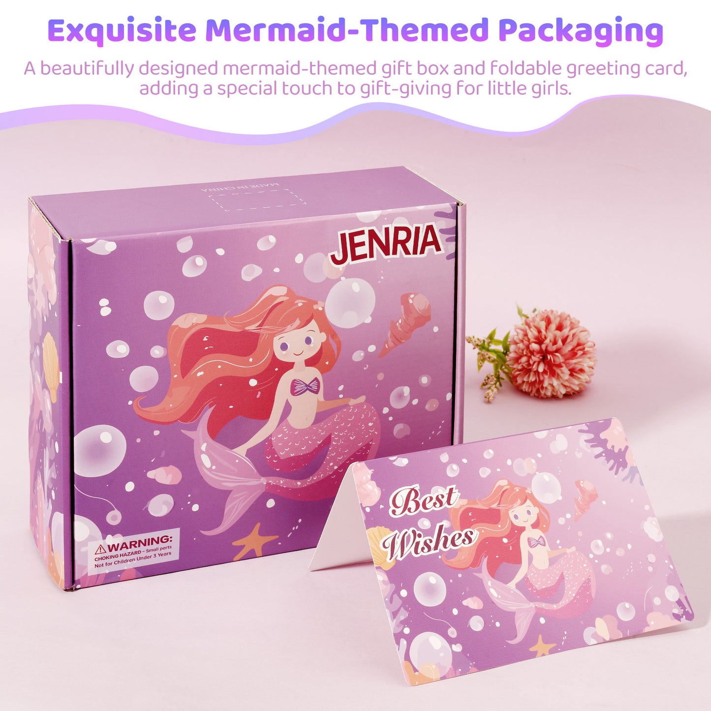 Jenria Mermaid Gift for Girls Toys Age 6-8, Easter Baskets for Kids, Birthday Gifts for Girls Age 3 4 5 6 7 8 9 10, Girl Toys, Birthday Gifts Set, for Daughter, Niece, Little Girl