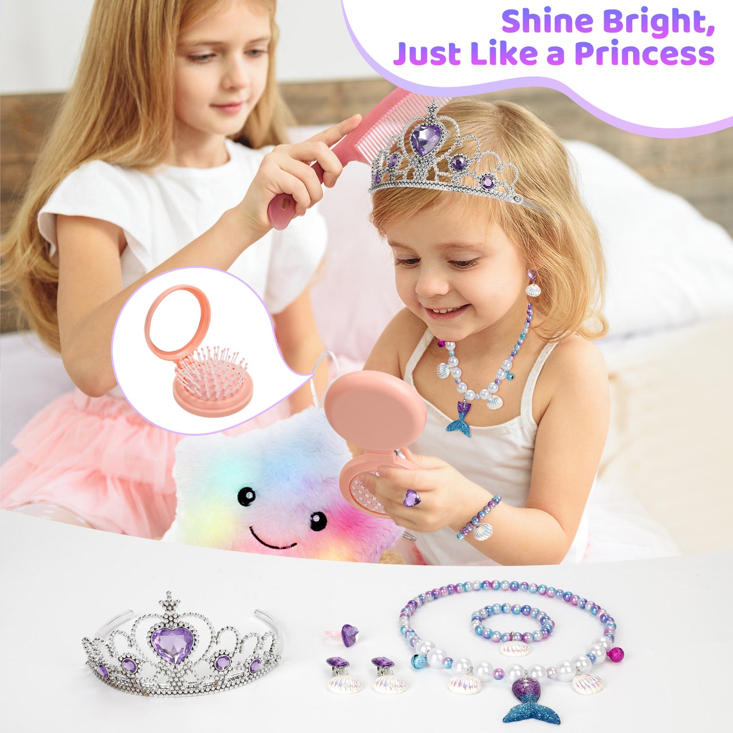 Jenria Mermaid Gift for Girls Toys Age 6-8, Easter Baskets for Kids, Birthday Gifts for Girls Age 3 4 5 6 7 8 9 10, Girl Toys, Birthday Gifts Set, for Daughter, Niece, Little Girl